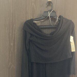 Black Women's Off the Shoulder Crop Sweater and Pants 2 Piece Set Size M (8-10)